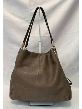 Coach Madison Phoebe Shoulder Bag Pebbled Leather Brown Purse Silver Hardware